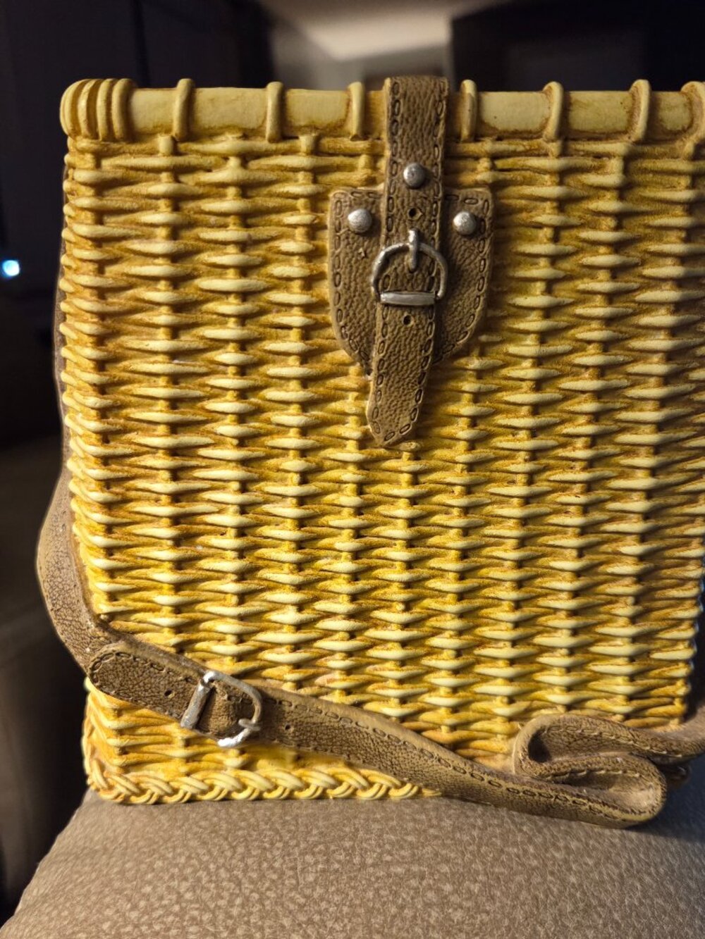 Campfire Woolrich Tissue Holder Box Bathroom Fishing Creel Cabin Wicker-Look